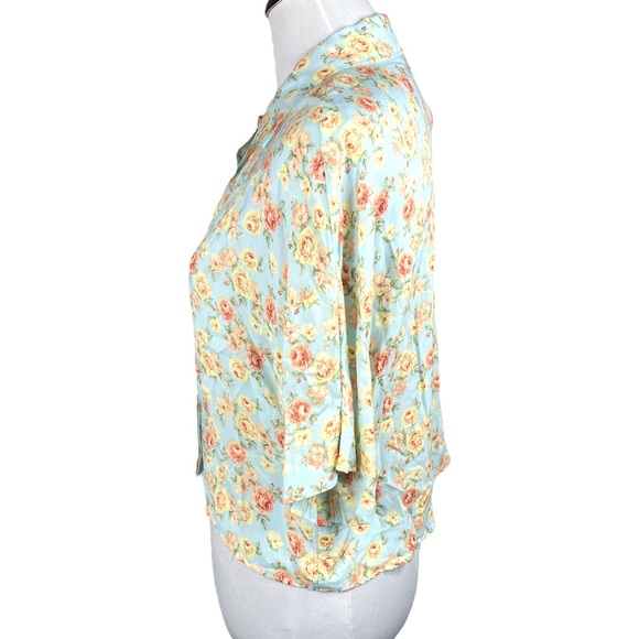 Philosophy Floral Print Crop Top Blouse Blue Pink Yellow Size XSmall - Picture 4 of 9